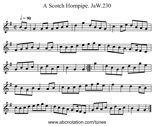 Scotch Hornpipe. JaW.230, A - staff notation