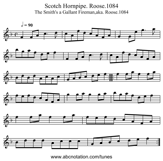 Scotch Hornpipe. Roose.1084 - staff notation