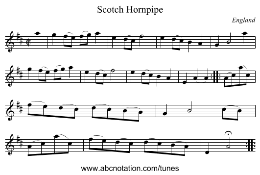 Scotch Hornpipe - staff notation