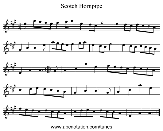 Scotch Hornpipe - staff notation
