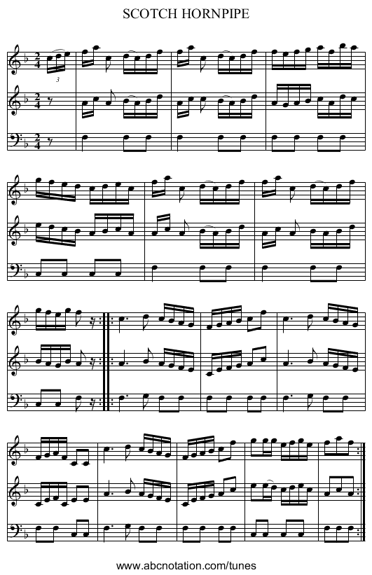 SCOTCH HORNPIPE - staff notation