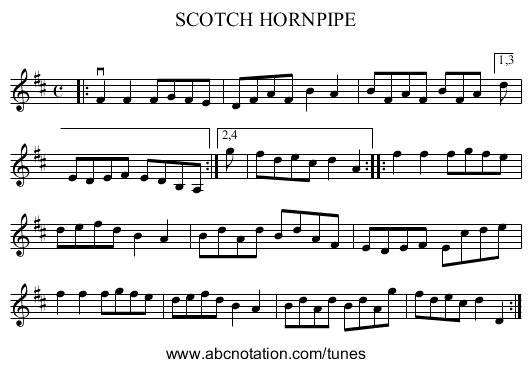 SCOTCH HORNPIPE - staff notation
