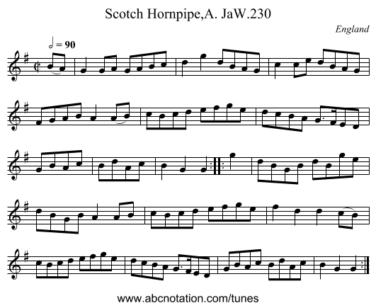 Scotch Hornpipe,A. JaW.230 - staff notation