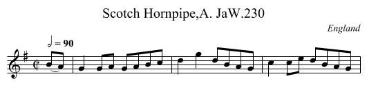 Scotch Hornpipe,A. JaW.230 - staff notation
