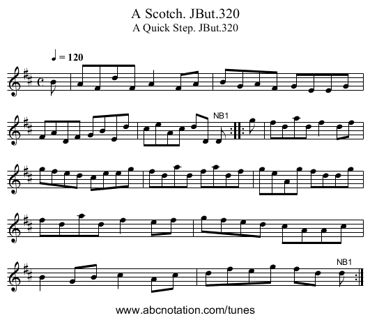 Scotch. JBut.320, A - staff notation