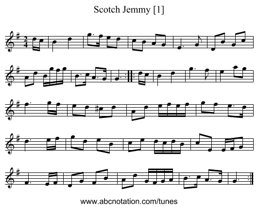 Scotch Jemmy [1] - staff notation