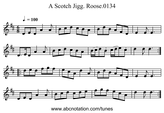 Scotch Jigg. Roose.0134, A - staff notation