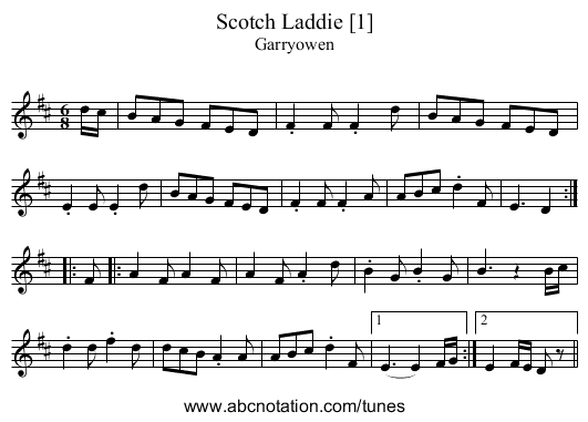 Scotch Laddie [1] - staff notation