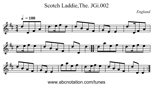 Scotch Laddie,The. JGi.002 - staff notation