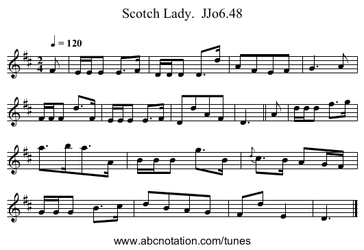 Scotch Lady.  JJo6.48 - staff notation