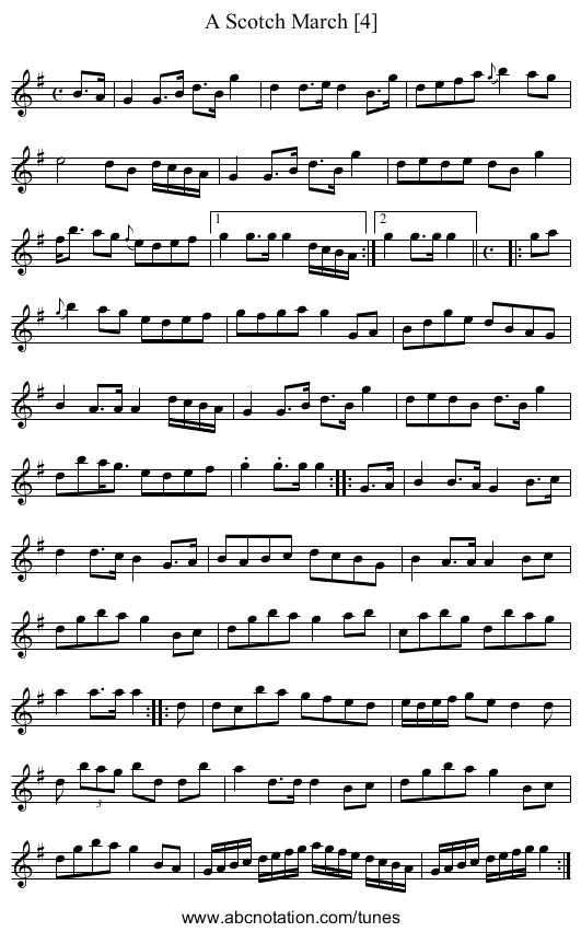 Scotch March [4], A - staff notation