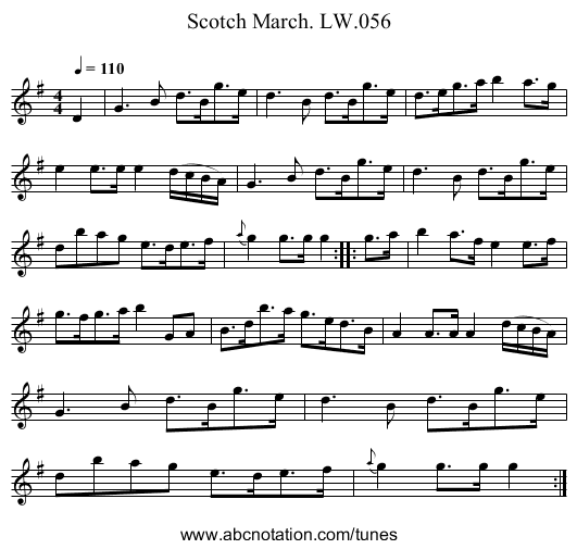 Scotch March. LW.056 - staff notation