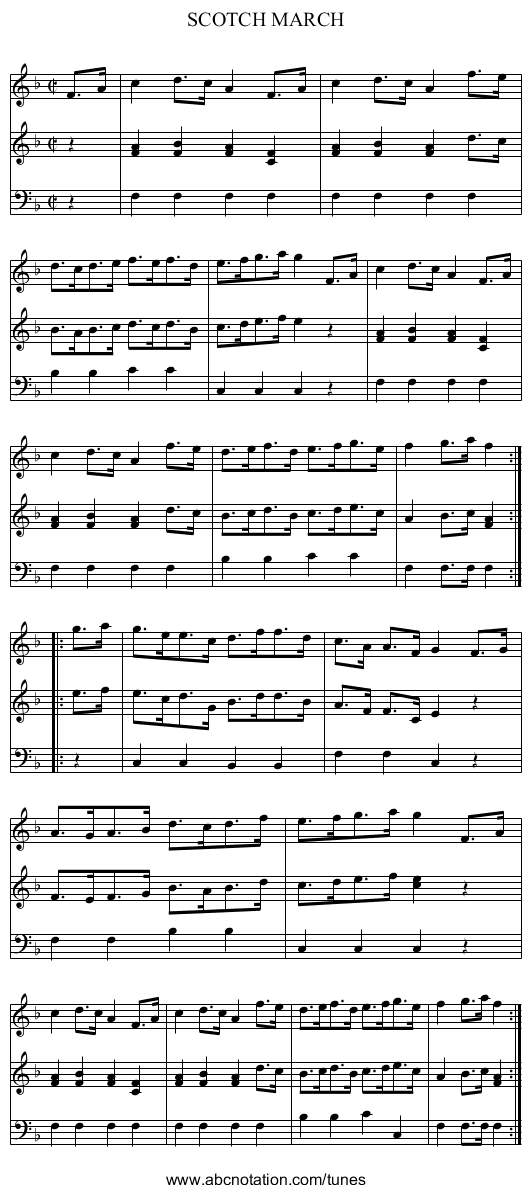 SCOTCH MARCH - staff notation