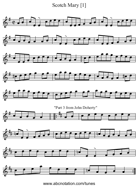 Scotch Mary [1] - staff notation