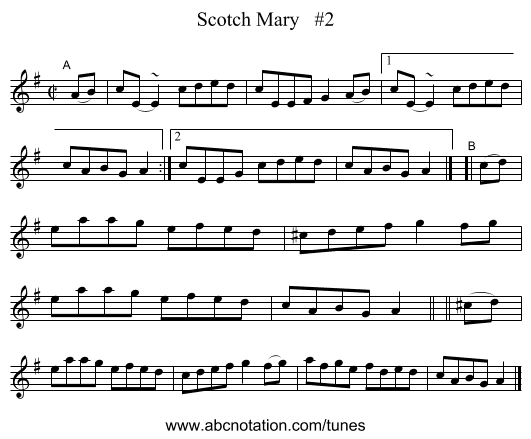 Scotch Mary   #2 - staff notation