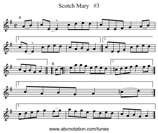 Scotch Mary   #3 - staff notation