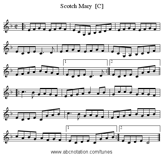 Scotch Mary  [C] - staff notation