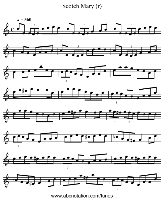Scotch Mary (r) - staff notation
