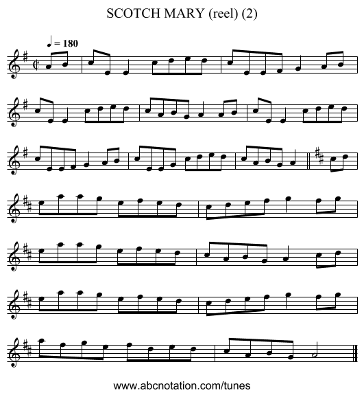 SCOTCH MARY (reel) (2) - staff notation