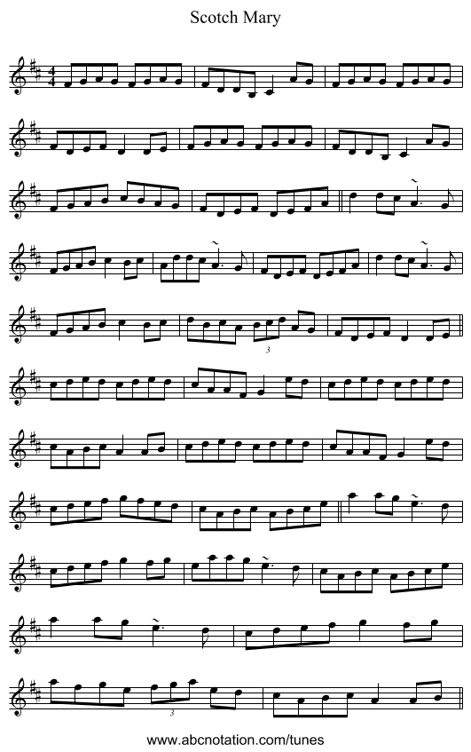 Scotch Mary - staff notation
