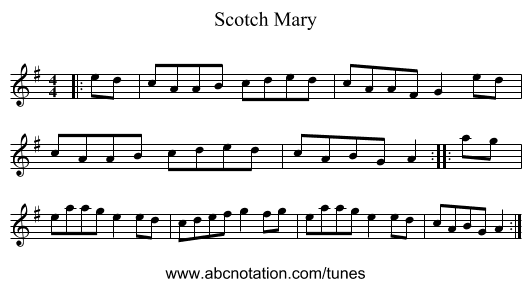 Scotch Mary - staff notation
