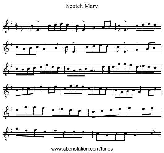 Scotch Mary - staff notation
