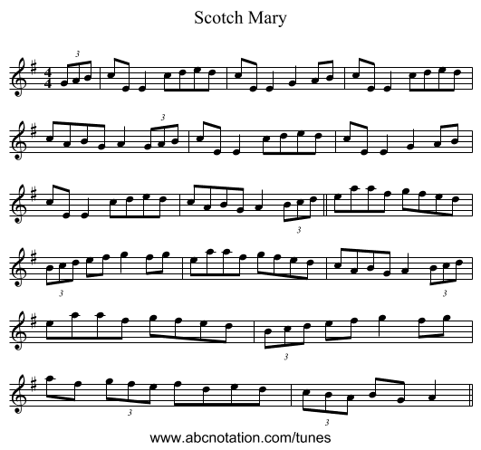 Scotch Mary - staff notation