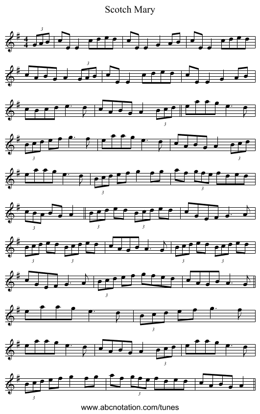 Scotch Mary - staff notation