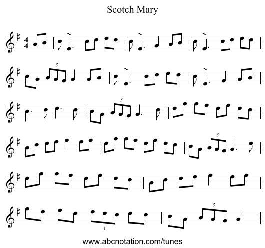 Scotch Mary - staff notation