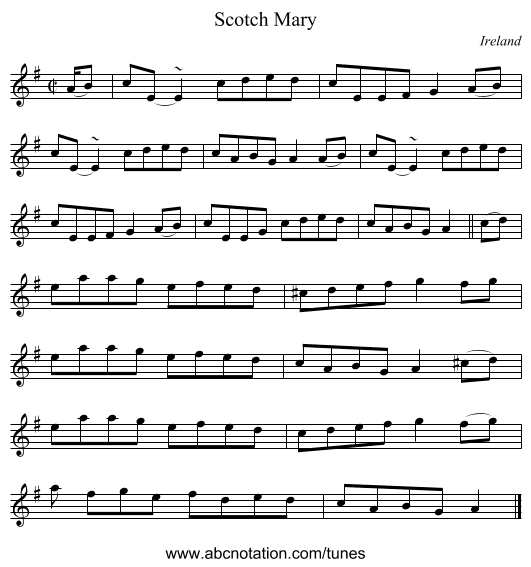 Scotch Mary - staff notation