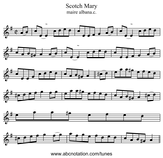 Scotch Mary - staff notation