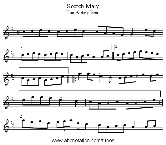 Scotch Mary - staff notation