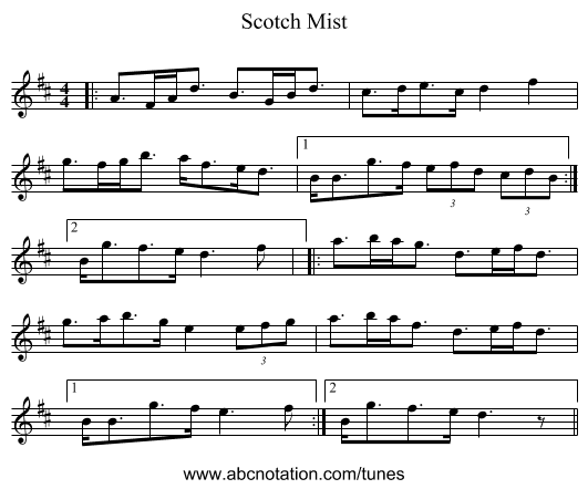 Scotch Mist - staff notation