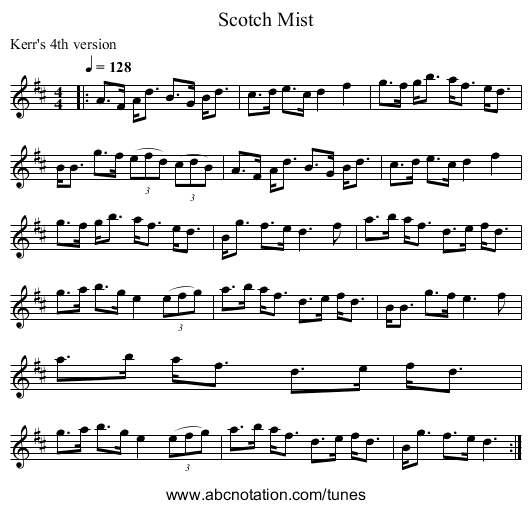Scotch Mist - staff notation