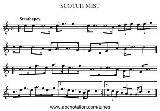 SCOTCH MIST - staff notation