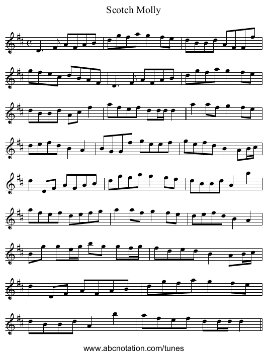 Scotch Molly - staff notation