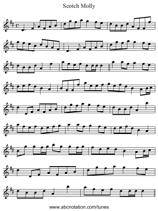 Scotch Molly - staff notation
