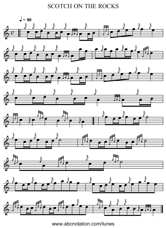 SCOTCH ON THE ROCKS - staff notation