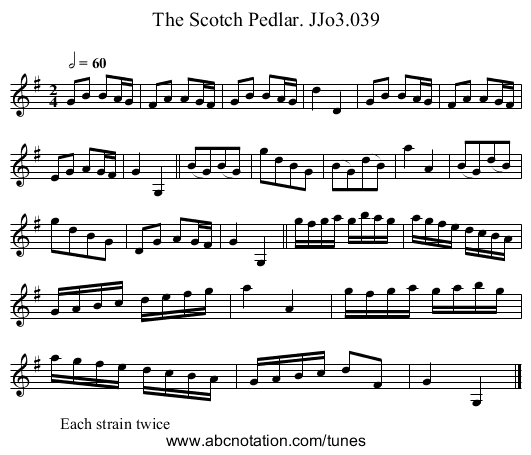 Scotch Pedlar. JJo3.039, The - staff notation