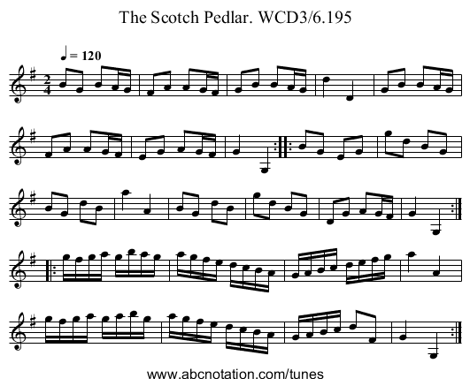 Scotch Pedlar. WCD3/6.195, The - staff notation