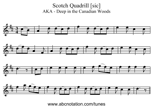 Scotch Quadrill [sic] - staff notation