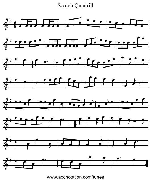 Scotch Quadrill - staff notation