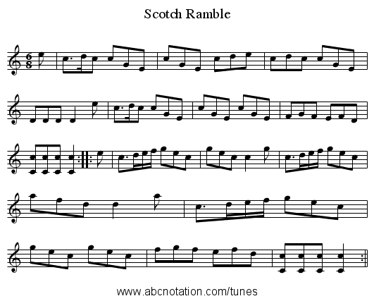 Scotch Ramble - staff notation