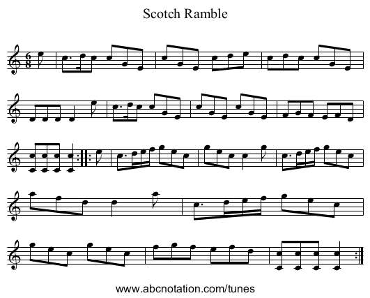 Scotch Ramble - staff notation