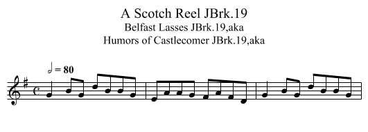 Scotch Reel JBrk.19, A - staff notation