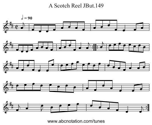 Scotch Reel JBut.149, A - staff notation