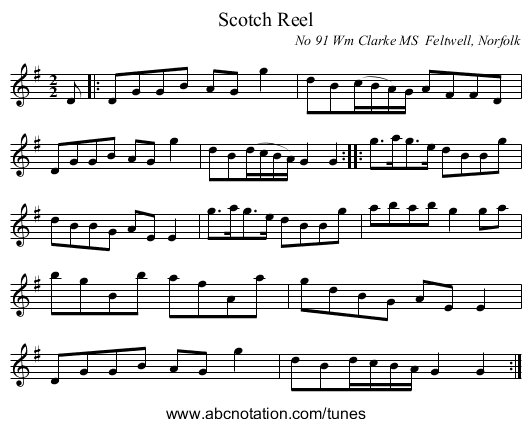 Scotch Reel - staff notation