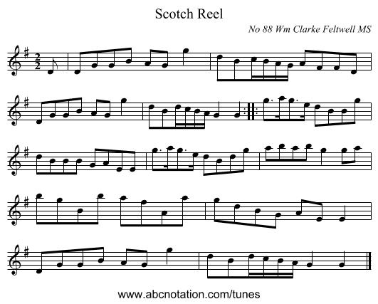 Scotch Reel - staff notation