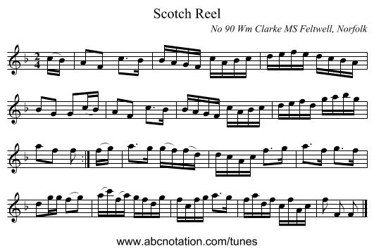 Scotch Reel - staff notation