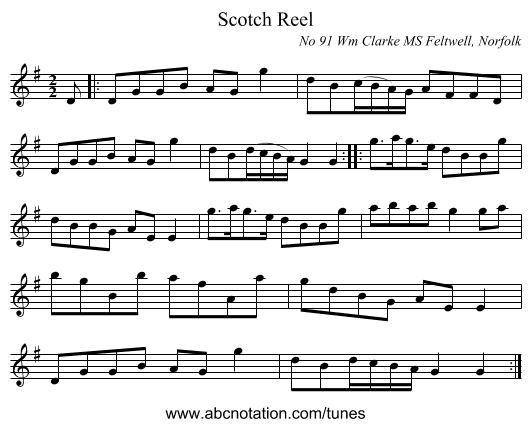 Scotch Reel - staff notation